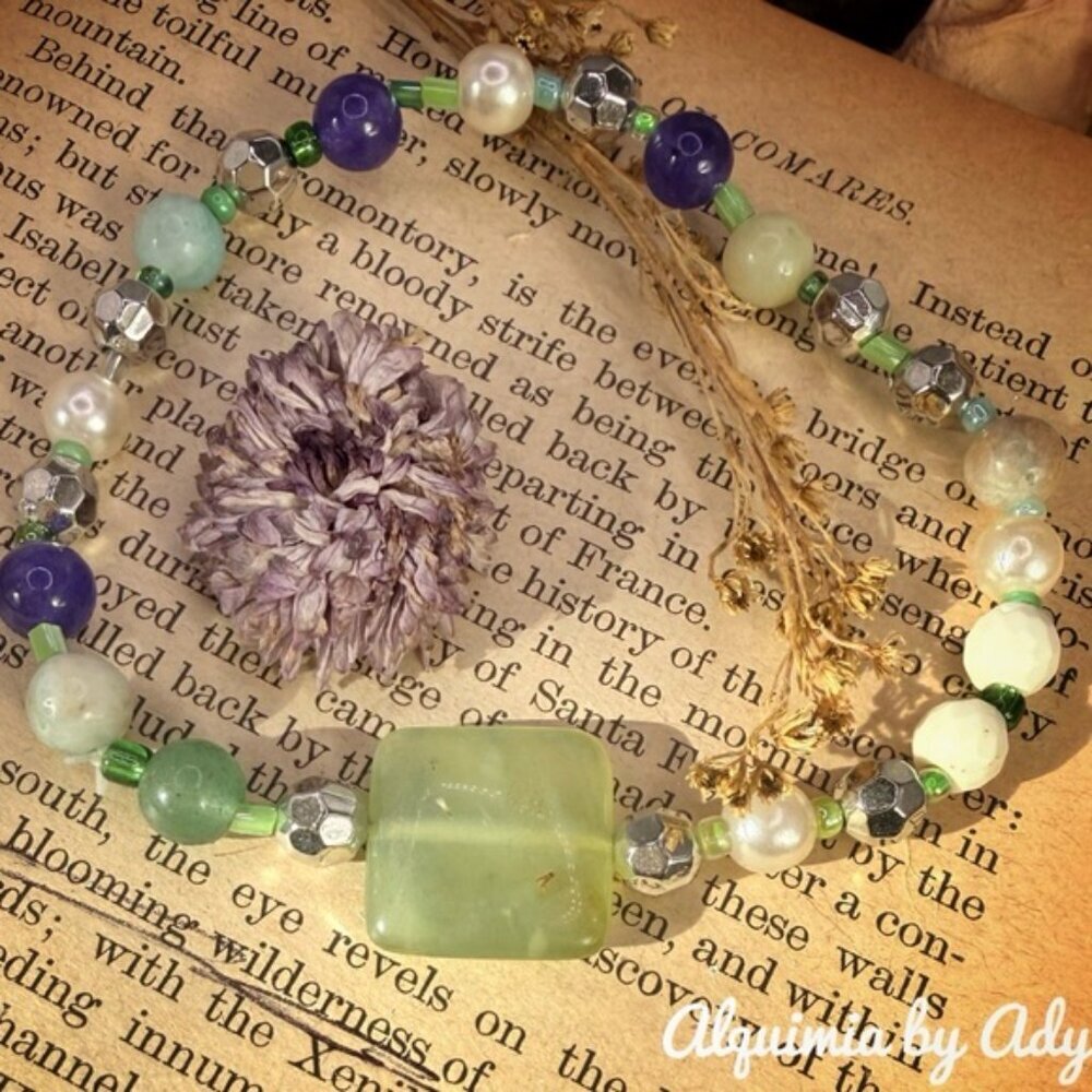 Alquimia Bracelet – Vintage Fluorite Focal & Amethyst Clarity